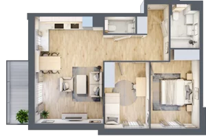 3 pokoje, mieszkanie 64,56 m², piętro 1, oferta nr C.2.2, Silva Straszyn, Straszyn, ul. Boczna/Starogardzka