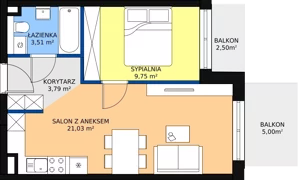 2 pokoje, mieszkanie 40,17 m², piętro 1, oferta nr E.A.13, Pruszcz Park, Pruszcz Gdański, ul. Arctowskiego 
