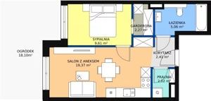 2 pokoje, mieszkanie 43,58 m², parter, oferta nr E.B.9, Pruszcz Park, Pruszcz Gdański, ul. Arctowskiego 