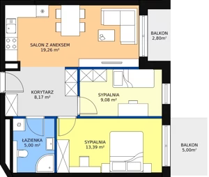 3 pokoje, mieszkanie 57,83 m², piętro 3, oferta nr E.B.37, Pruszcz Park, Pruszcz Gdański, ul. Arctowskiego 