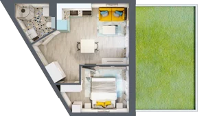 2 pokoje, mieszkanie 34,13 m², parter, oferta nr F.A.4, Pruszcz Park - bud. F , Pruszcz Gdański, ul. Arctowskiego 