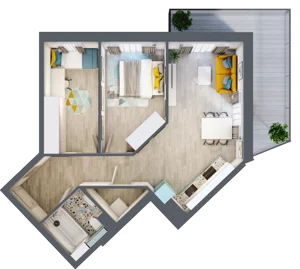 3 pokoje, mieszkanie 57,42 m², piętro 1, oferta nr F.A.8, Pruszcz Park - bud. F , Pruszcz Gdański, ul. Arctowskiego 