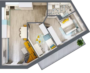 3 pokoje, mieszkanie 58,40 m², piętro 1, oferta nr F.A.15, Pruszcz Park - bud. F , Pruszcz Gdański, ul. Arctowskiego 