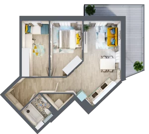 3 pokoje, mieszkanie 57,42 m², piętro 2, oferta nr F.A.22, Pruszcz Park - bud. F , Pruszcz Gdański, ul. Arctowskiego 