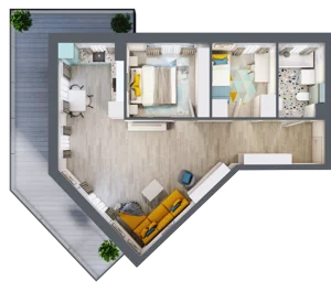 3 pokoje, mieszkanie 62,22 m², piętro 3, oferta nr F.A.49, Pruszcz Park - bud. F , Pruszcz Gdański, ul. Arctowskiego 