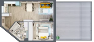 2 pokoje, mieszkanie 43,72 m², piętro 1, oferta nr F.B.6, Pruszcz Park - bud. F , Pruszcz Gdański, ul. Arctowskiego 