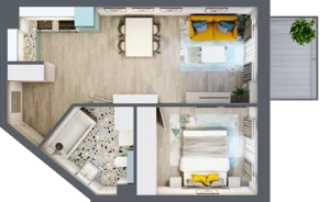 2 pokoje, mieszkanie 43,72 m², piętro 2, oferta nr F.B.14, Pruszcz Park - bud. F , Pruszcz Gdański, ul. Arctowskiego 