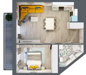 2 pokoje, mieszkanie 47,09 m², piętro 3, oferta nr F.B.19, Pruszcz Park - bud. F , Pruszcz Gdański, ul. Arctowskiego 