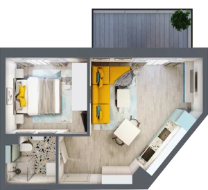 2 pokoje, mieszkanie 36,06 m², piętro 3, oferta nr F.B.21, Pruszcz Park - bud. F , Pruszcz Gdański, ul. Arctowskiego 