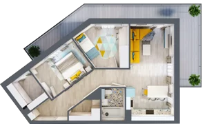 3 pokoje, mieszkanie 63,46 m², piętro 3, oferta nr F.B.24, Pruszcz Park - bud. F , Pruszcz Gdański, ul. Arctowskiego 