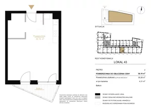 1 pokój, lokal inwestycyjny 36,19 m², piętro 2, oferta nr A.43, Cystersów 19, Kraków, Grzegórzki, ul. Cystersów 19