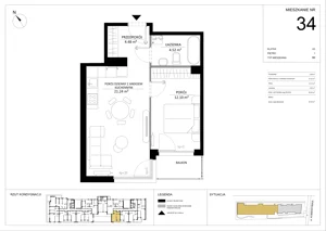 2 pokoje, mieszkanie 42,34 m², piętro 1, oferta nr A.34, Imperial SILO, Kraków, Dębniki, Ruczaj, ul. Kobierzyńska