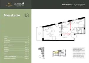 3 pokoje, apartament 60,31 m², piętro 1, oferta nr C.43, Stawowa Residence V, Kraków, Prądnik Biały, Bronowice Wielkie, ul. Stawowa 152