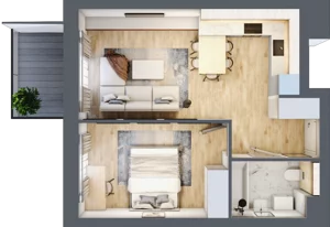 2 pokoje, mieszkanie 41,48 m², piętro 3, oferta nr 1.25, La Vie House, Kraków, Podgórze, ul. Łagiewnicka