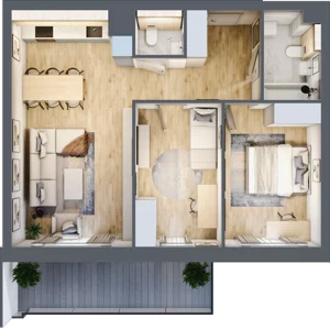 3 pokoje, mieszkanie 64,26 m², piętro 5, oferta nr 1.38, La Vie House, Kraków, Podgórze, ul. Łagiewnicka
