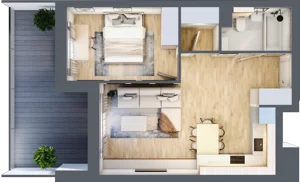 2 pokoje, mieszkanie 44,25 m², piętro 1, oferta nr 1.109, La Vie House, Kraków, Podgórze, ul. Łagiewnicka