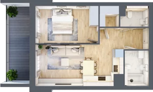 2 pokoje, mieszkanie 45,82 m², piętro 1, oferta nr 1.111, La Vie House, Kraków, Podgórze, ul. Łagiewnicka