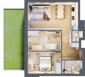 3 pokoje, mieszkanie 60,55 m², piętro 1, oferta nr 1.156, La Vie House, Kraków, Podgórze, ul. Łagiewnicka