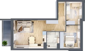 3 pokoje, mieszkanie 62,06 m², piętro 2, oferta nr 1.161, La Vie House, Kraków, Podgórze, ul. Łagiewnicka
