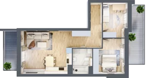 3 pokoje, mieszkanie 62,06 m², piętro 4, oferta nr 1.169, La Vie House, Kraków, Podgórze, ul. Łagiewnicka