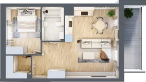 2 pokoje, mieszkanie 51,71 m², piętro 2, oferta nr 1.186, La Vie House, Kraków, Podgórze, ul. Łagiewnicka