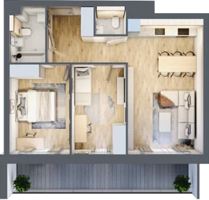 3 pokoje, mieszkanie 62,46 m², piętro 2, oferta nr 1.209, La Vie House, Kraków, Podgórze, ul. Łagiewnicka
