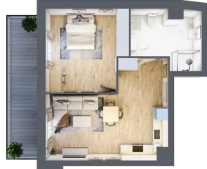 2 pokoje, mieszkanie 53,68 m², piętro 1, oferta nr 1.228, La Vie House, Kraków, Podgórze, ul. Łagiewnicka