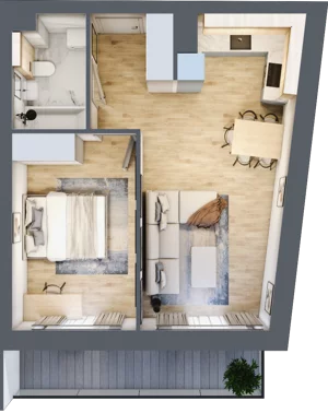 2 pokoje, mieszkanie 41,99 m², piętro 1, oferta nr 1.229, La Vie House, Kraków, Podgórze, ul. Łagiewnicka