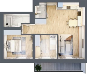 3 pokoje, mieszkanie 62,02 m², piętro 1, oferta nr 1.230, La Vie House, Kraków, Podgórze, ul. Łagiewnicka