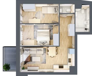 3 pokoje, mieszkanie 54,36 m², piętro 2, oferta nr 1.231, La Vie House, Kraków, Podgórze, ul. Łagiewnicka