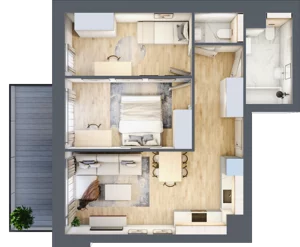3 pokoje, mieszkanie 54,43 m², piętro 4, oferta nr 1.241, La Vie House, Kraków, Podgórze, ul. Łagiewnicka