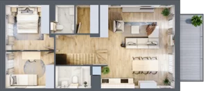 4 pokoje, mieszkanie 89,44 m², piętro 1, oferta nr 1.2, Cascada House, Rząska, ul. Piaski / Łąkowa