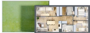 4 pokoje, mieszkanie 69,49 m², parter, oferta nr 12.1, Cascada House, Rząska, ul. Piaski / Łąkowa