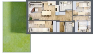 4 pokoje, mieszkanie 69,49 m², parter, oferta nr 15.1, Cascada House, Rząska, ul. Piaski / Łąkowa