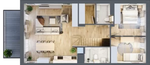 4 pokoje, mieszkanie 89,44 m², piętro 1, oferta nr 10.2, Cascada House, Rząska, ul. Piaski / Łąkowa