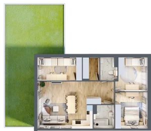 4 pokoje, mieszkanie 81,10 m², parter, oferta nr 22.1, Cascada House, Rząska, ul. Piaski / Łąkowa