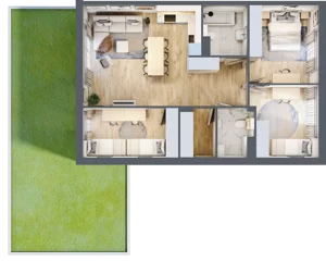 4 pokoje, mieszkanie 81,10 m², parter, oferta nr 27.1, Cascada House, Rząska, ul. Piaski / Łąkowa