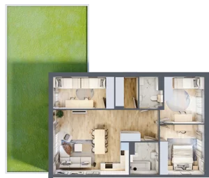 4 pokoje, mieszkanie 81,10 m², parter, oferta nr 24.1, Cascada House, Rząska, ul. Piaski / Łąkowa