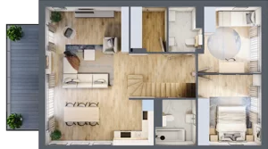 4 pokoje, mieszkanie 100,57 m², piętro 1, oferta nr 22.2, Cascada House, Rząska, ul. Piaski / Łąkowa