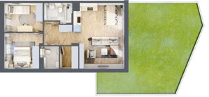 3 pokoje, mieszkanie 62,24 m², parter, oferta nr 20.1, Cascada House, Rząska, ul. Piaski / Łąkowa