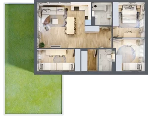 4 pokoje, mieszkanie 81,10 m², parter, oferta nr 25.1, Cascada House, Rząska, ul. Piaski / Łąkowa