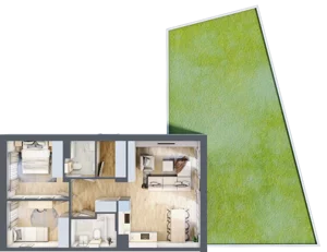 3 pokoje, mieszkanie 62,24 m², parter, oferta nr 19.1, Cascada House, Rząska, ul. Piaski / Łąkowa