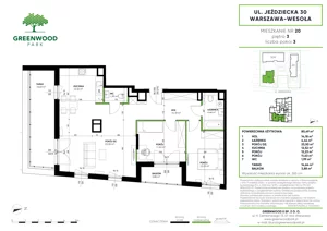 3 pokoje, mieszkanie 80,49 m², piętro 3, oferta nr Nr 20, Greenwood Park , Warszawa, Wesoła, Stara Miłosna, ul. Jeździecka 30