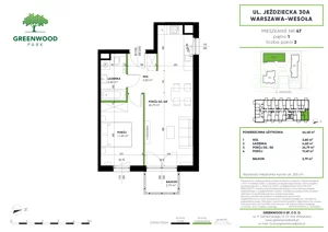 2 pokoje, mieszkanie 44,48 m², piętro 1, oferta nr Nr 47, Greenwood Park , Warszawa, Wesoła, Stara Miłosna, ul. Jeździecka 30