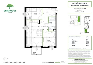 3 pokoje, mieszkanie 55,43 m², piętro 2, oferta nr Nr 100, Greenwood Park , Warszawa, Wesoła, Stara Miłosna, ul. Jeździecka 30