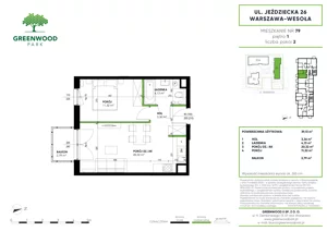 2 pokoje, mieszkanie 39,13 m², piętro 1, oferta nr Nr 79, Greenwood Park , Warszawa, Wesoła, Stara Miłosna, ul. Jeździecka 30