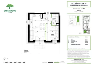 2 pokoje, mieszkanie 37,95 m², parter, oferta nr Nr 90, Greenwood Park , Warszawa, Wesoła, Stara Miłosna, ul. Jeździecka 30