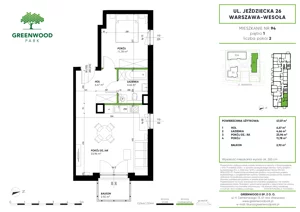 2 pokoje, mieszkanie 47,07 m², piętro 1, oferta nr Nr 94, Greenwood Park , Warszawa, Wesoła, Stara Miłosna, ul. Jeździecka 30