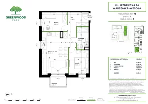 3 pokoje, mieszkanie 55,43 m², piętro 1, oferta nr Nr 95, Greenwood Park , Warszawa, Wesoła, Stara Miłosna, ul. Jeździecka 30