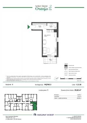 1 pokój, mieszkanie 29,60 m², piętro 2, oferta nr E.2.18, Nowy Świat Ostoja II etap - budynki E, F, G, Gdańsk, Barniewice, ul. Malinowa